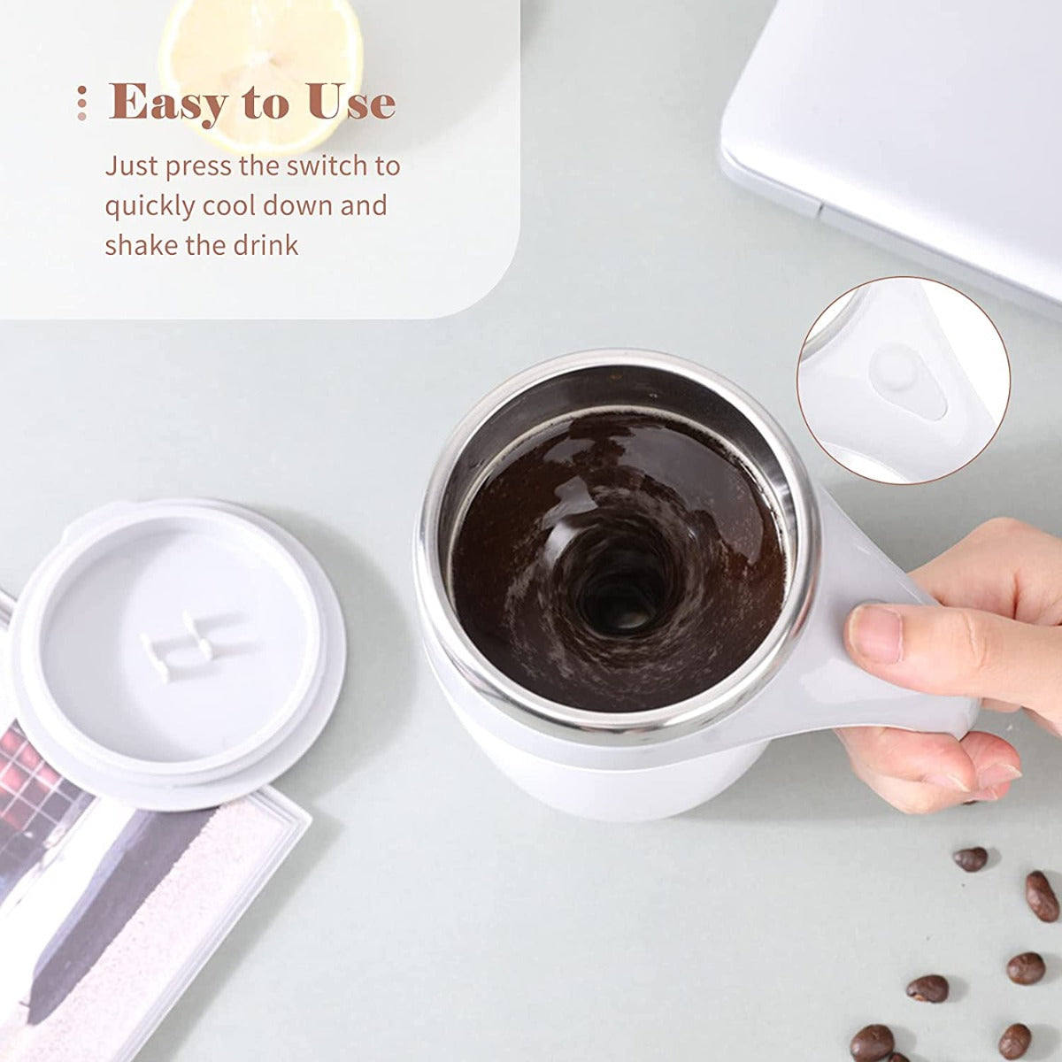 Tazza  Aorlis  AO- 50051 da caffè con agitazione magnetica automatica automiscelante per caffè latte cioccolata calda al cacao