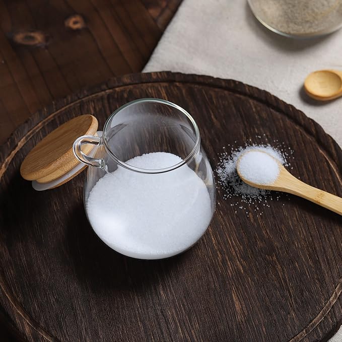 2 BARATTOLI VETRO CON CUCCHIAINO