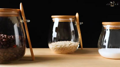 2 BARATTOLI VETRO CON CUCCHIAINO