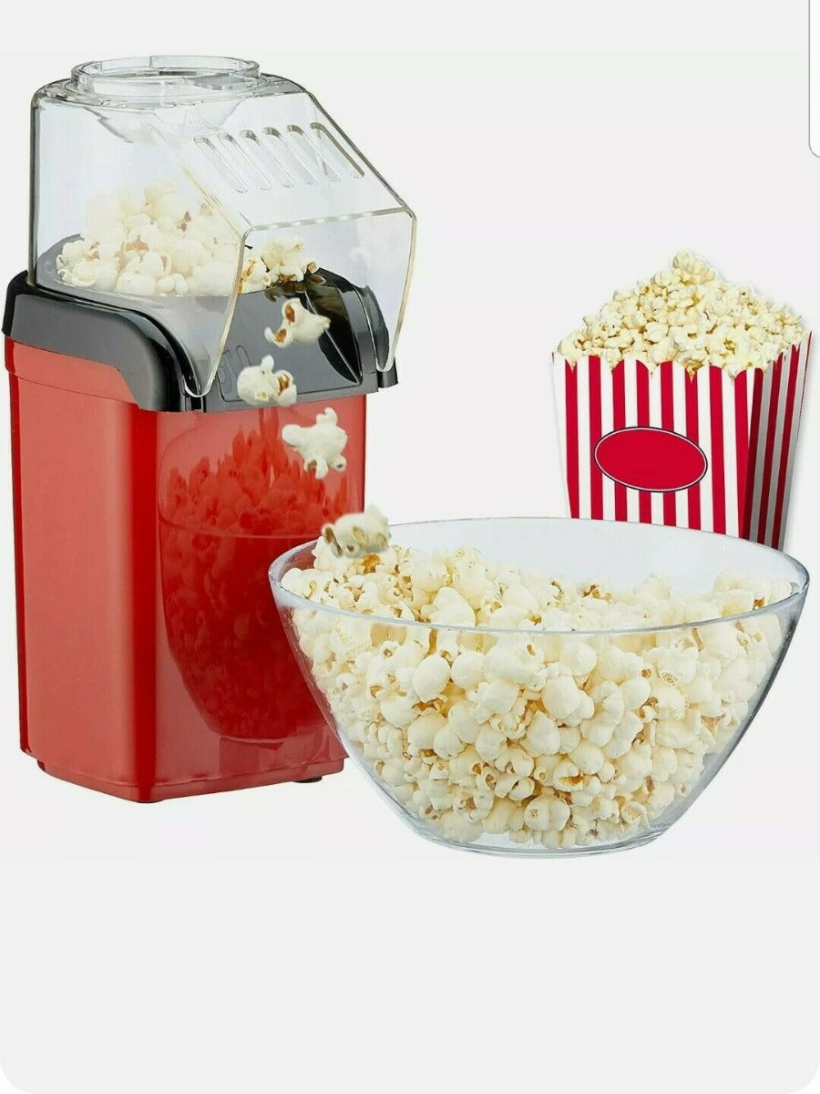 Macchina pop corn potenza 1200w senza olio feste party bambini coperchio rimovibile