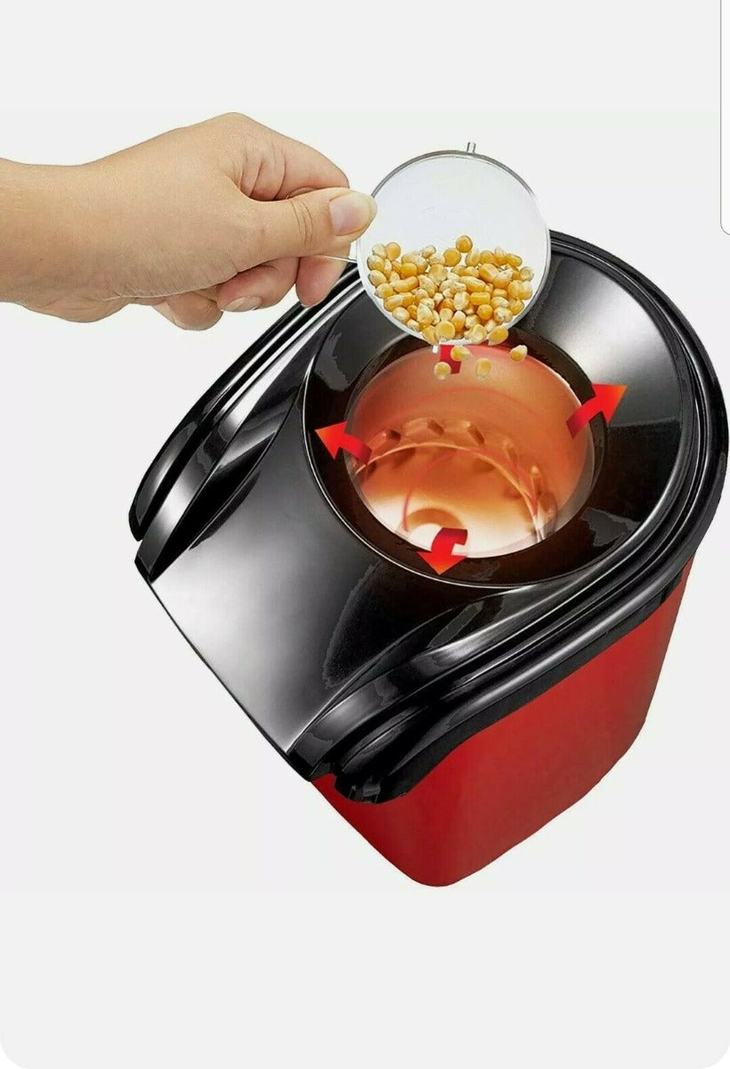 Macchina pop corn potenza 1200w senza olio feste party bambini coperchio rimovibile